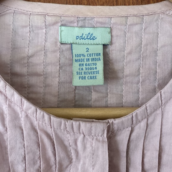 Anthropologie Odille pinkish/lavender shirt. Pleated in front and middle back. - Picture 6 of 13